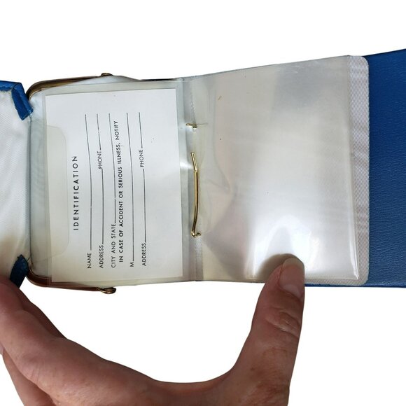 Vintage Princess Gardner Blue Gold Floral Needlepoint French Leather Wallet - Picture 8 of 10